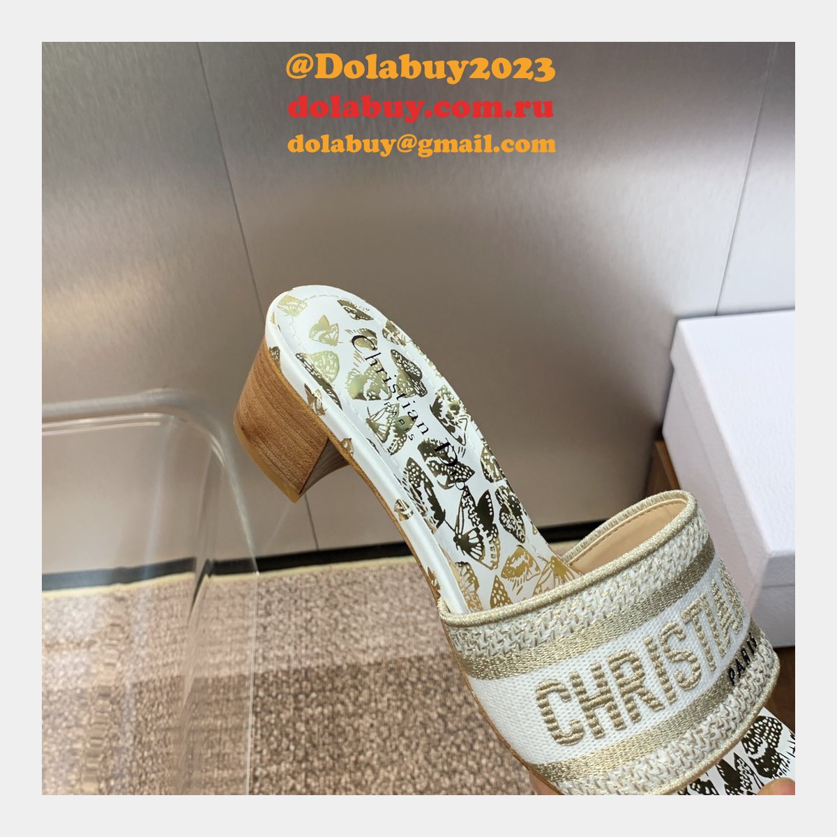 High Quality Dior Dway Heeled Slides Replica Shoes