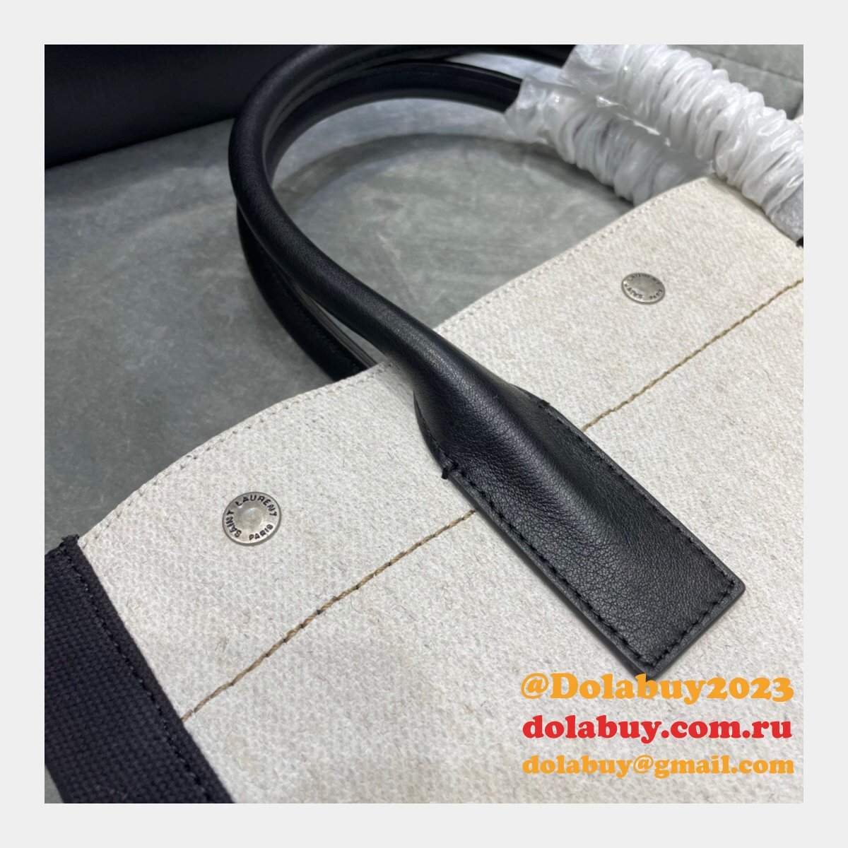 Cheap Replica Saint Laurent Rive Gauche Shopping 631682 Bag In Linen and Cotton