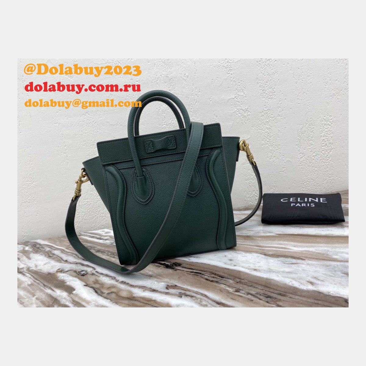 Celine Army Green Luggage Nano shopper 168243 Handbag