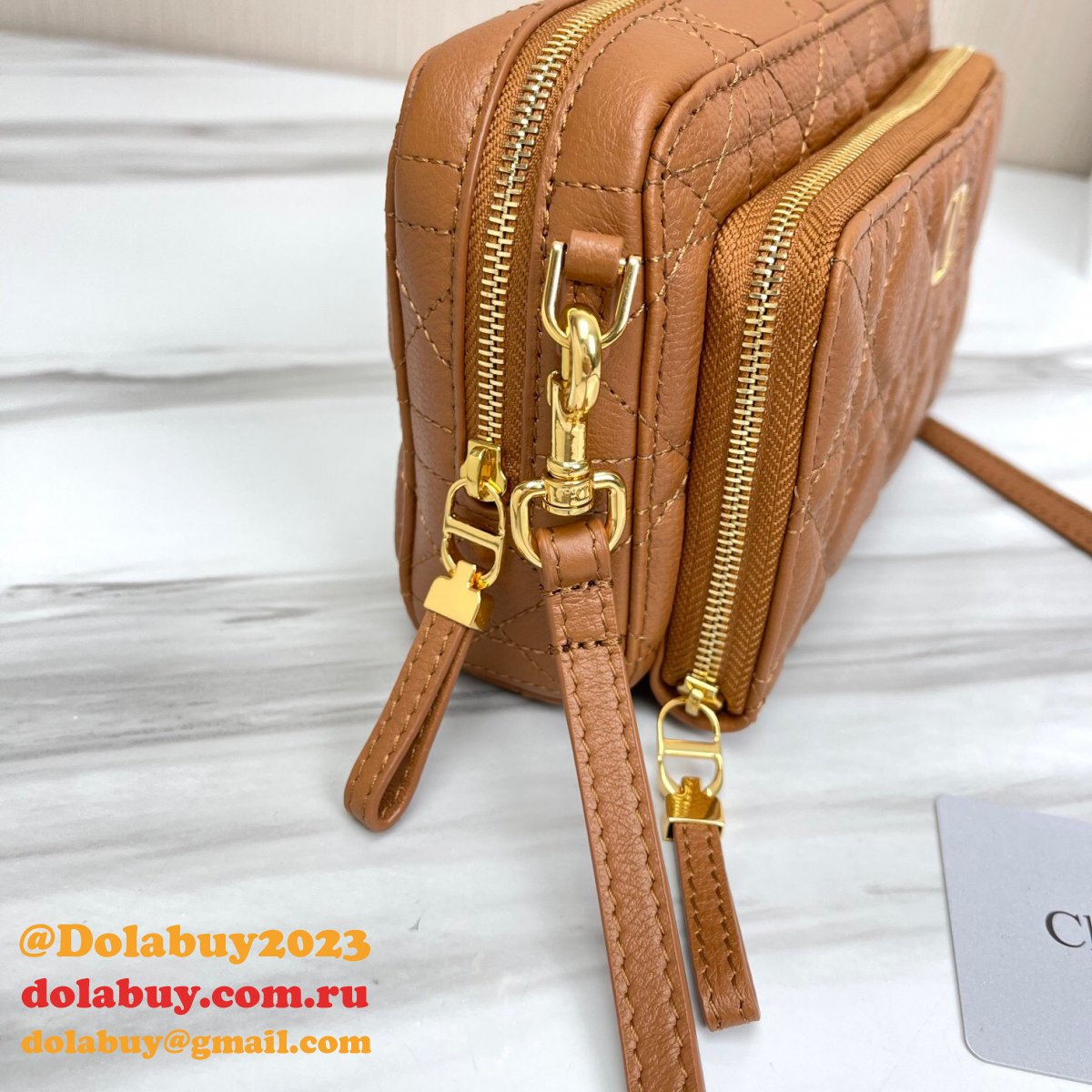 High Quality Dior Caro Bag Brown Supple Cannage Calfskin