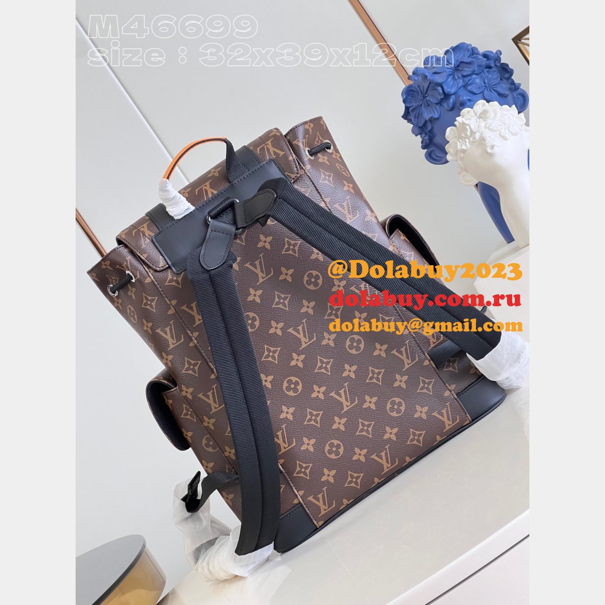 Christopher M46699 Monogram Macassar Canvas Fake Louis Vuitton Bag