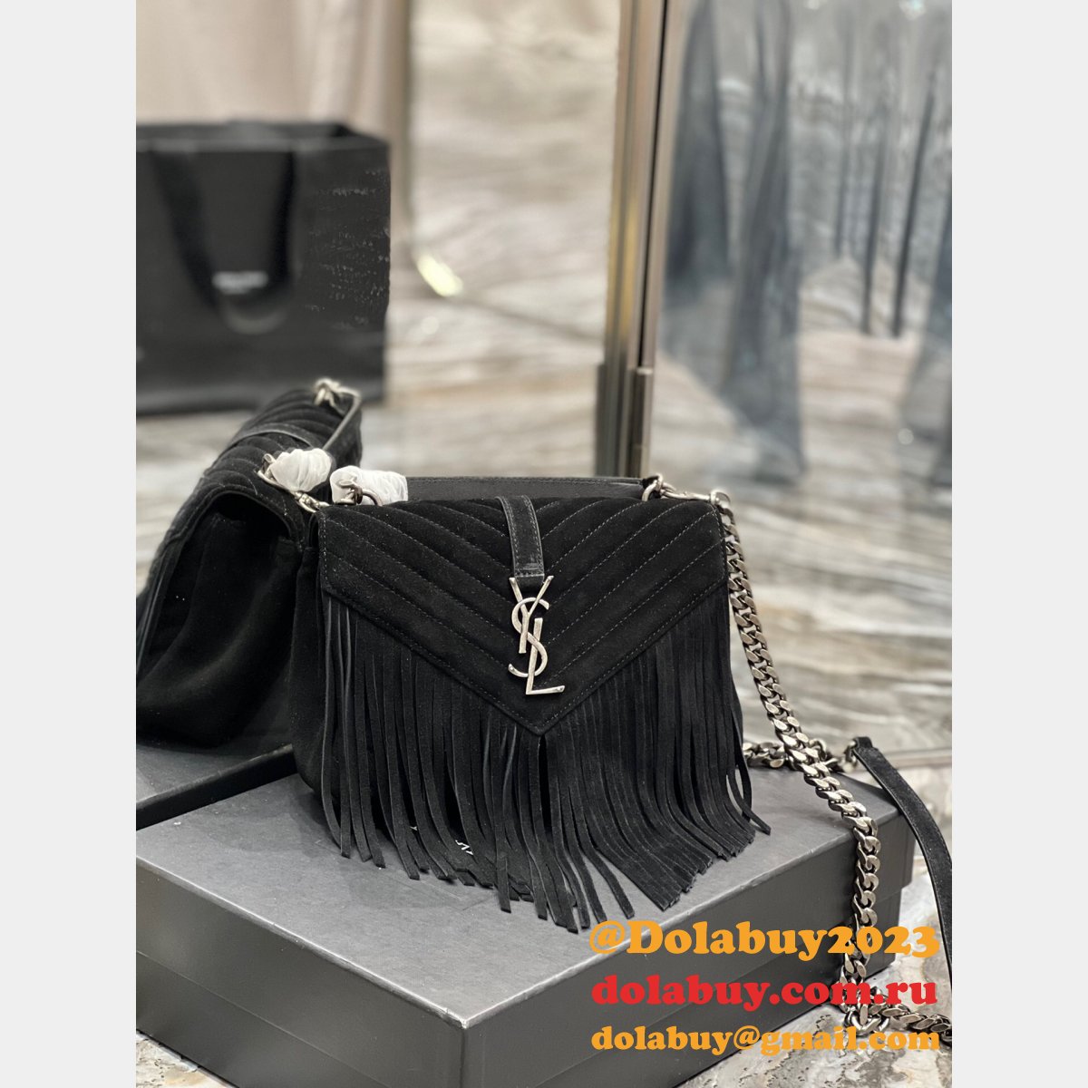 Replica Yves Saint Laurent 392737 AAA Chain Light Suede China Bag