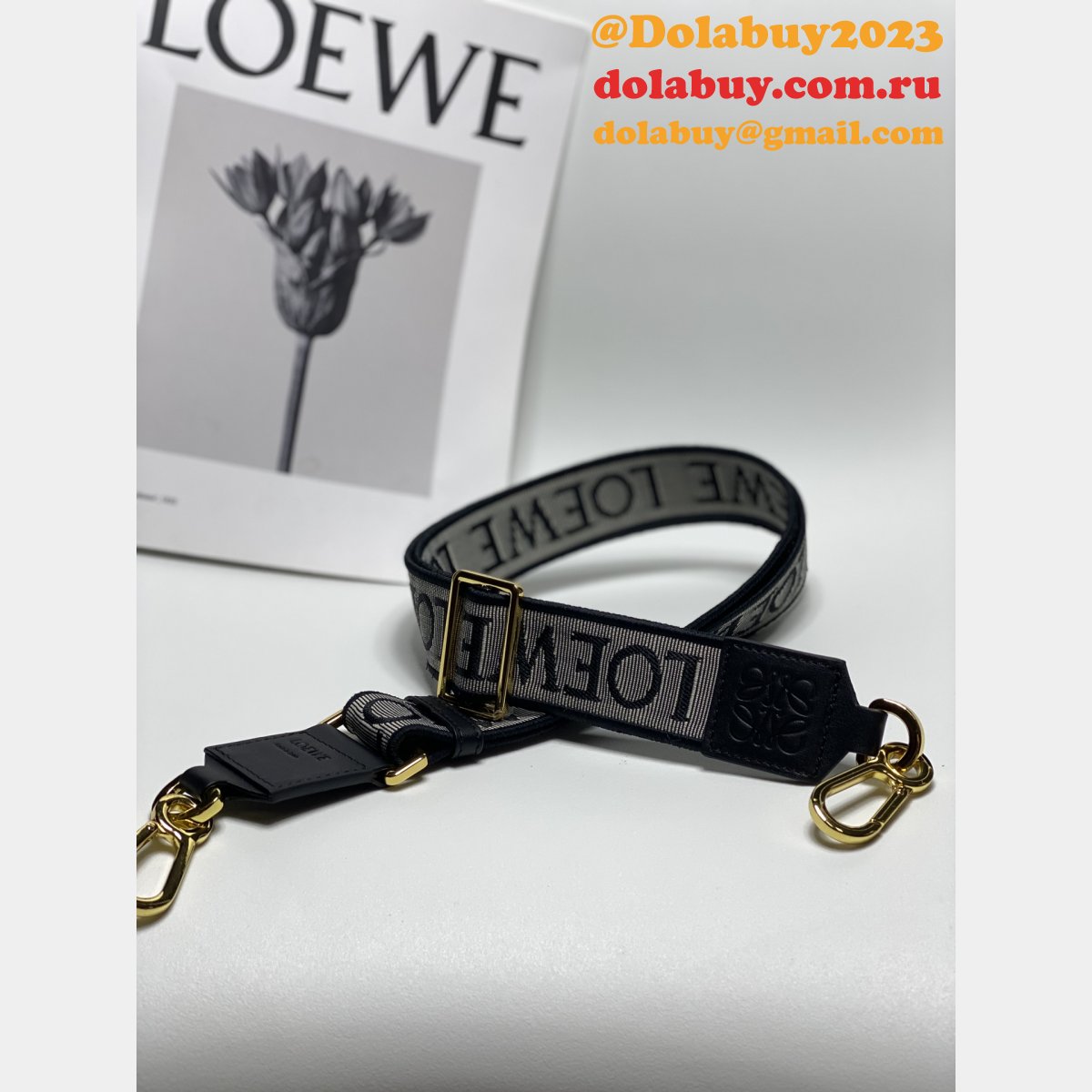 Best Loewe Anagram double-sided embroidered shoulder strap