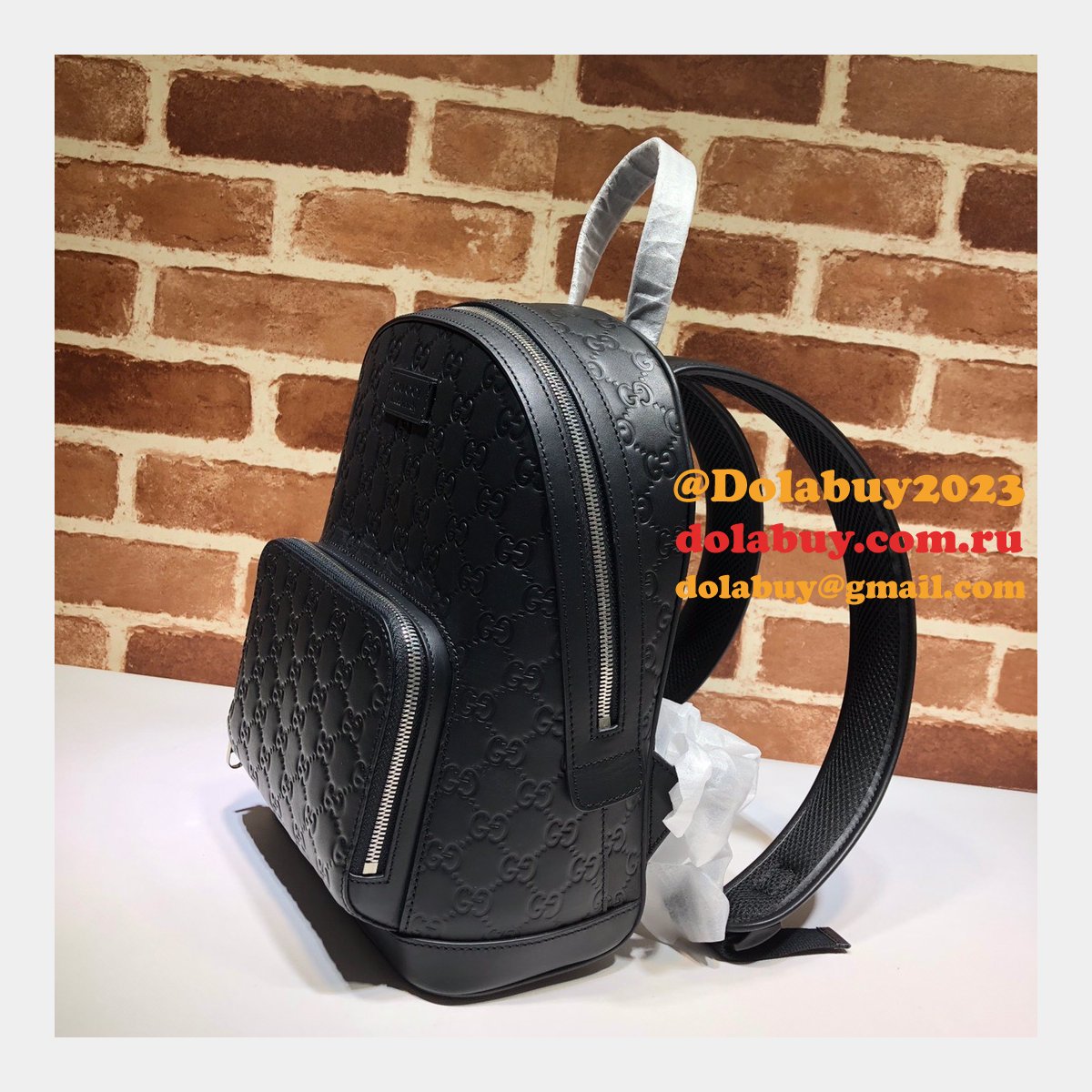 Gucci Signature Leather Backpack 450967 Best Replica Designer Bag