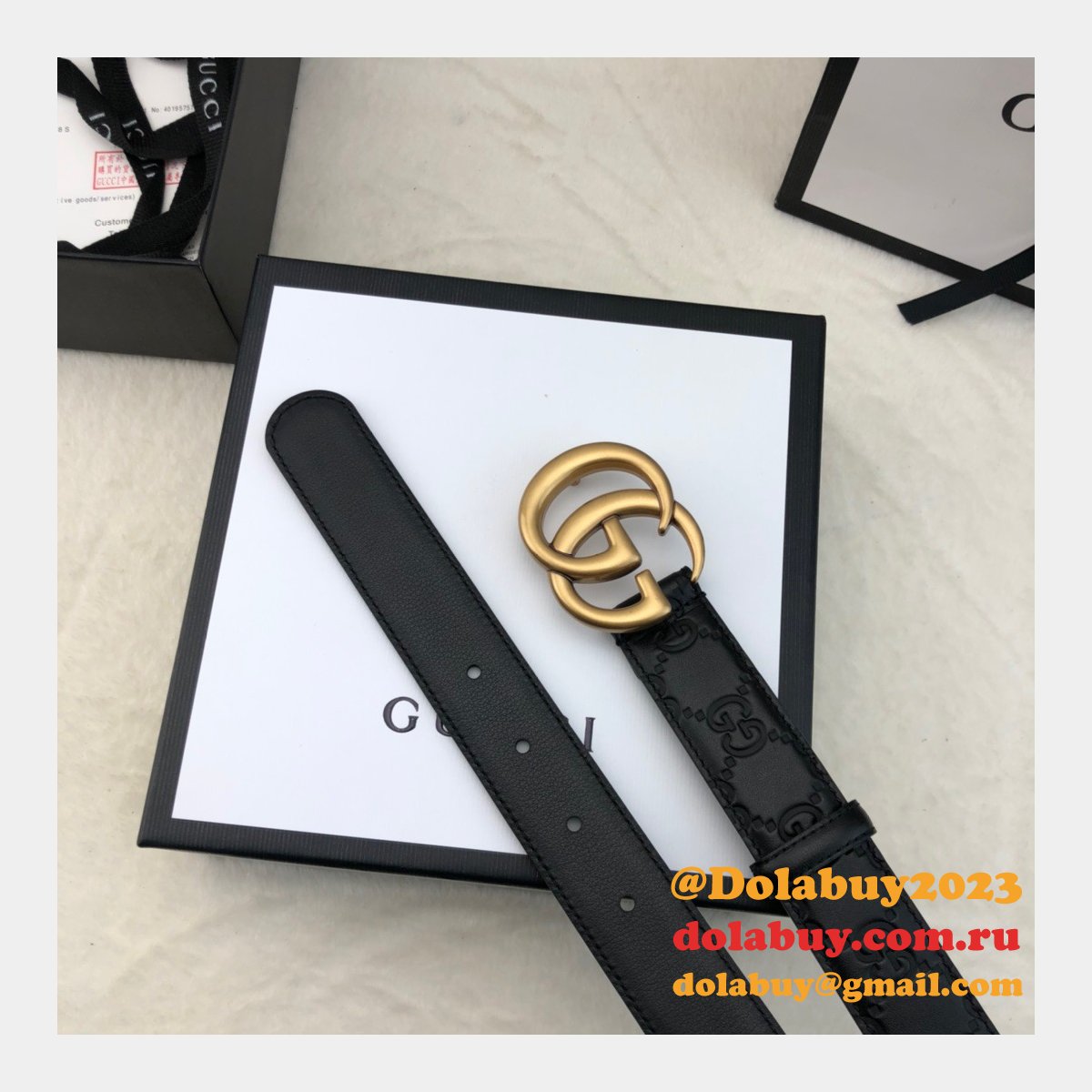 Copy Gucci Perfect Leather 7 Star 3.0cm Belts Black