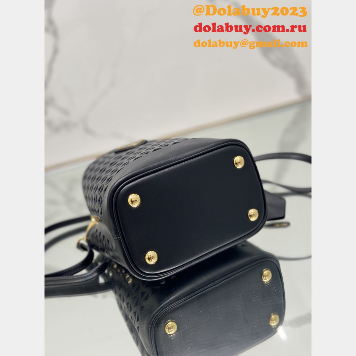 Luxury Prada Saffiano hollow basket women bag