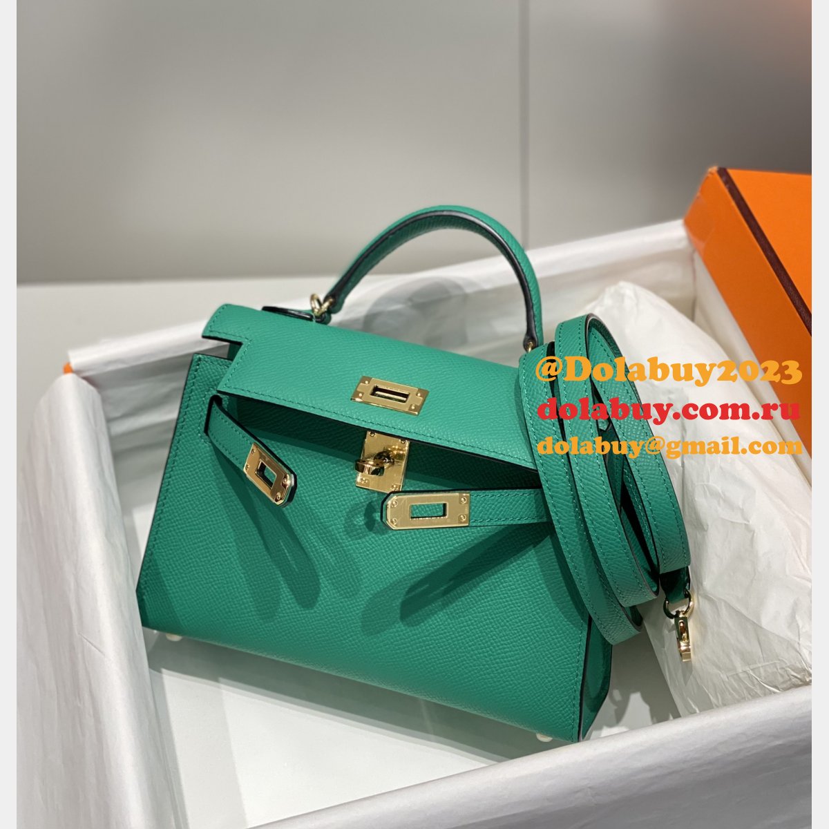 Replica Hermes Vert Jade Green Kelly Online Store Bag