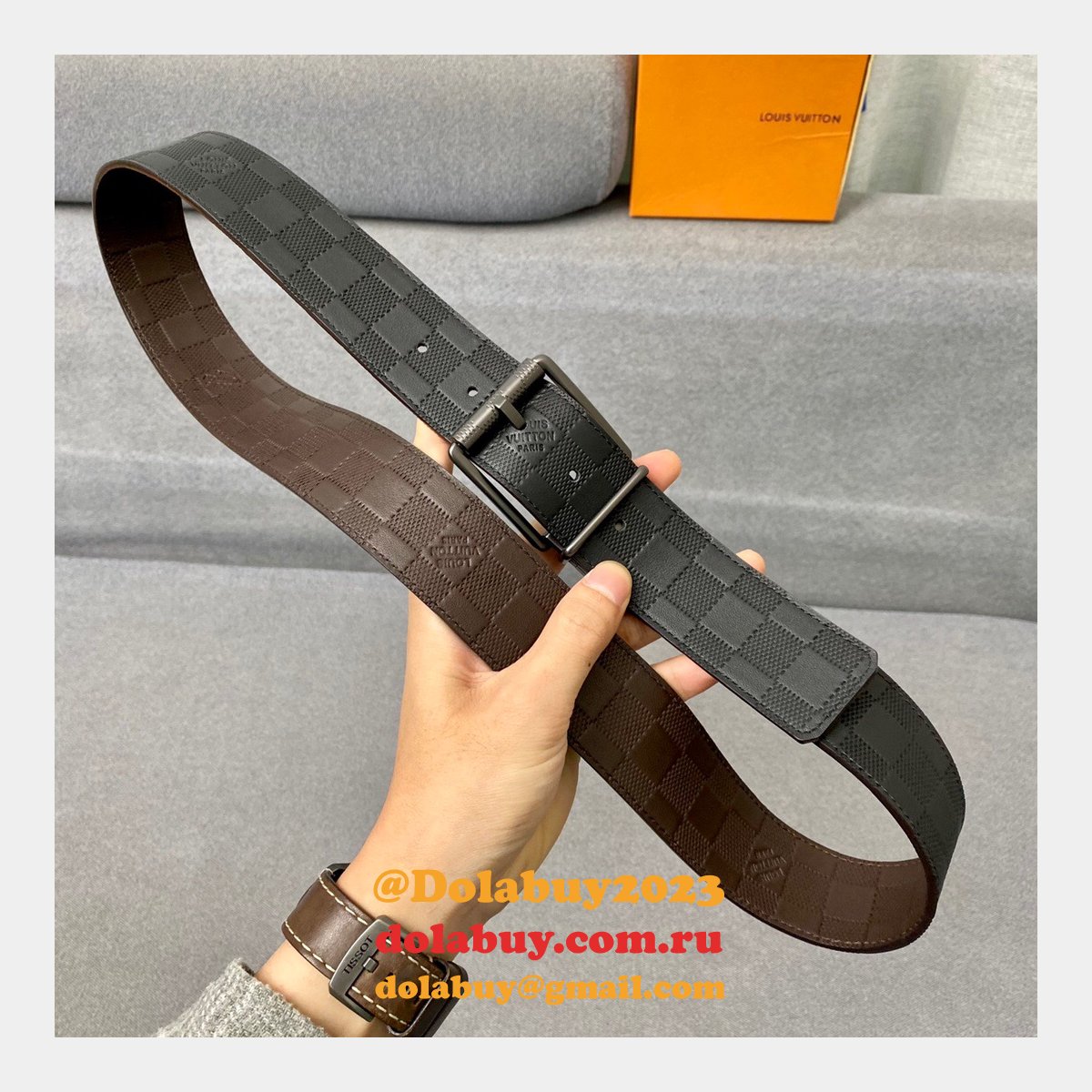 Louis Vuittons Knockoff Damier 40mm Infini Belts