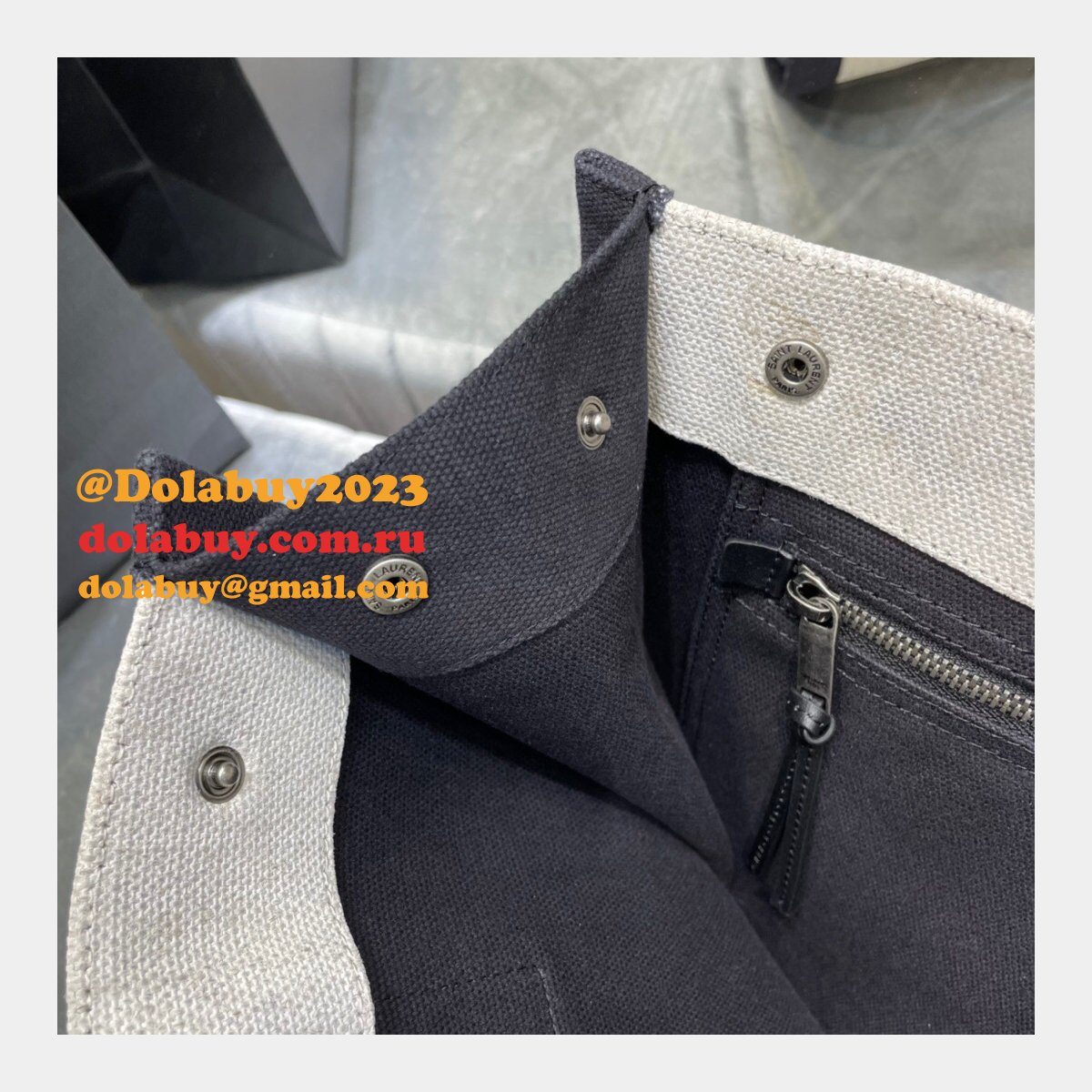 Cheap Replica Saint Laurent Rive Gauche Shopping 631682 Bag In Linen and Cotton