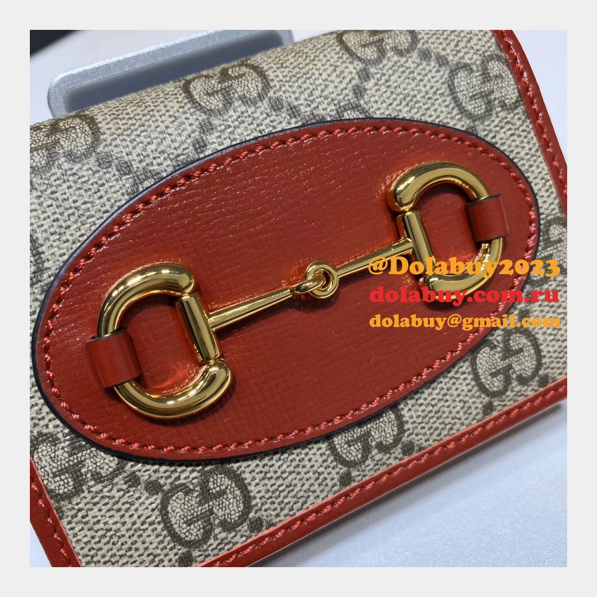 top quality G*u*i beige fake 1955 horsebit card case 621887 wallet