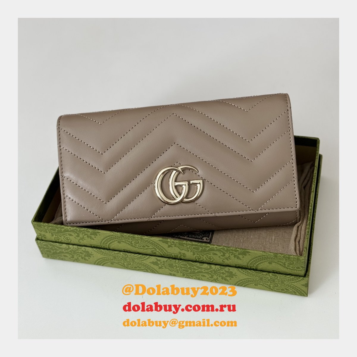 Gucci Replica Soft Leather GG Marmont Continental Wallet 443436 Bag
