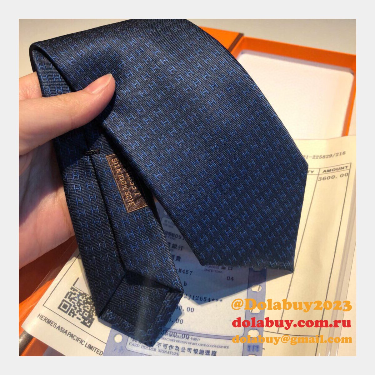 Hermes Faconnee H tie in hand-sewn silk