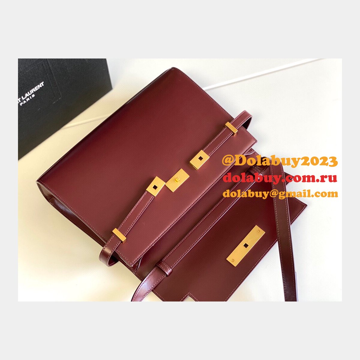 Cheap YSL Saint Laurent Small Manhattan Top Handle Bag Red