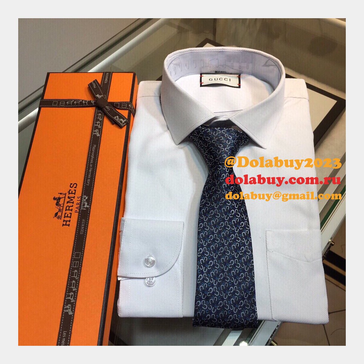 Hermes Replica Mens Silk Tie Geometric Pattern