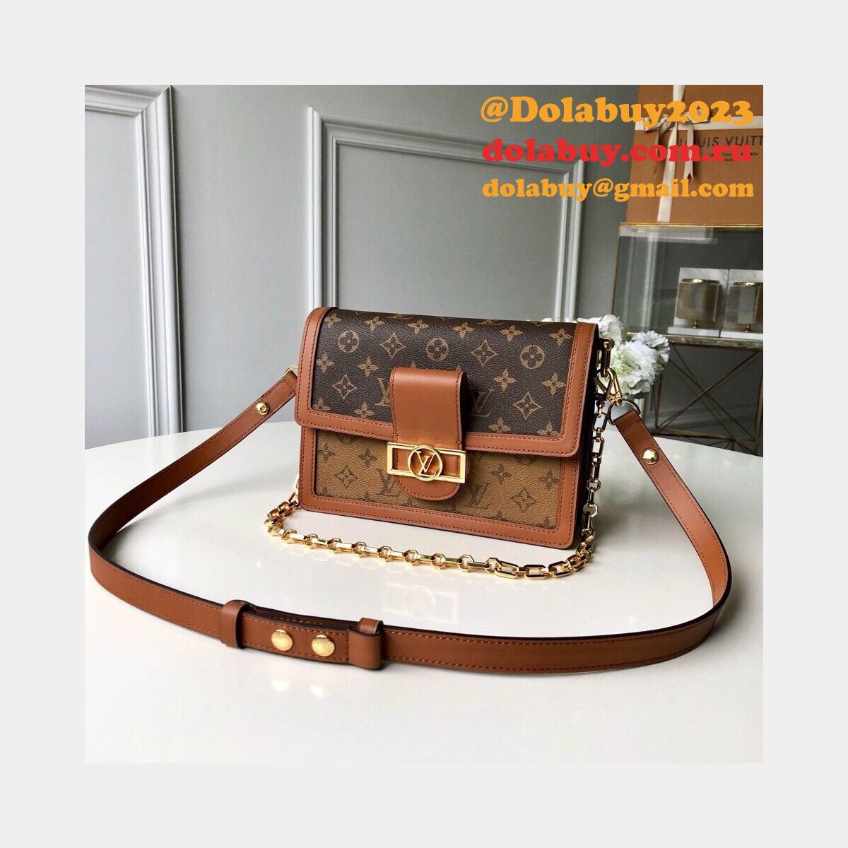 7 Star Louis Vuitton Replica Dauphine MM Monogram in Marron M44391