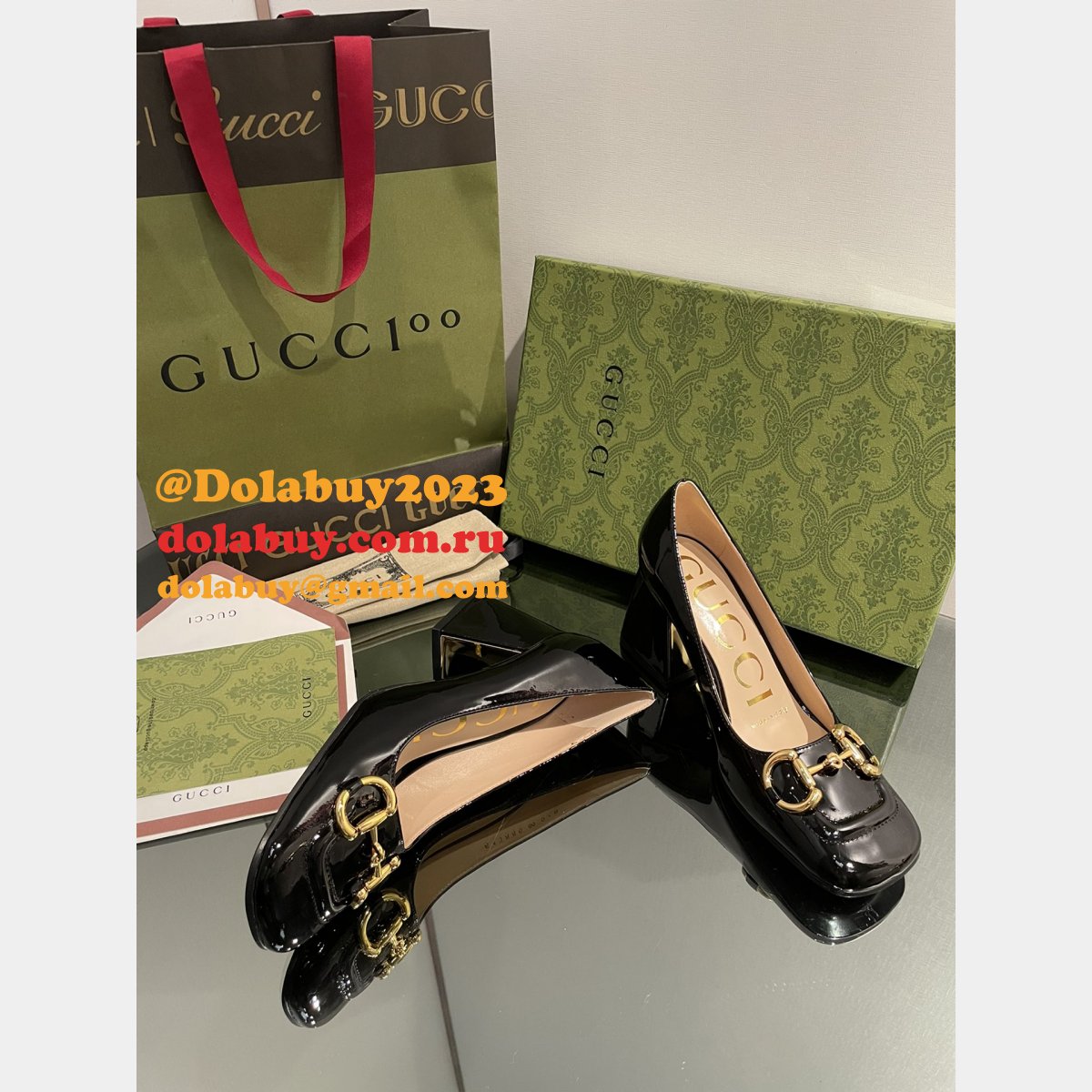 pump patent heels ballet flat horsebit replica G*u*i shoes