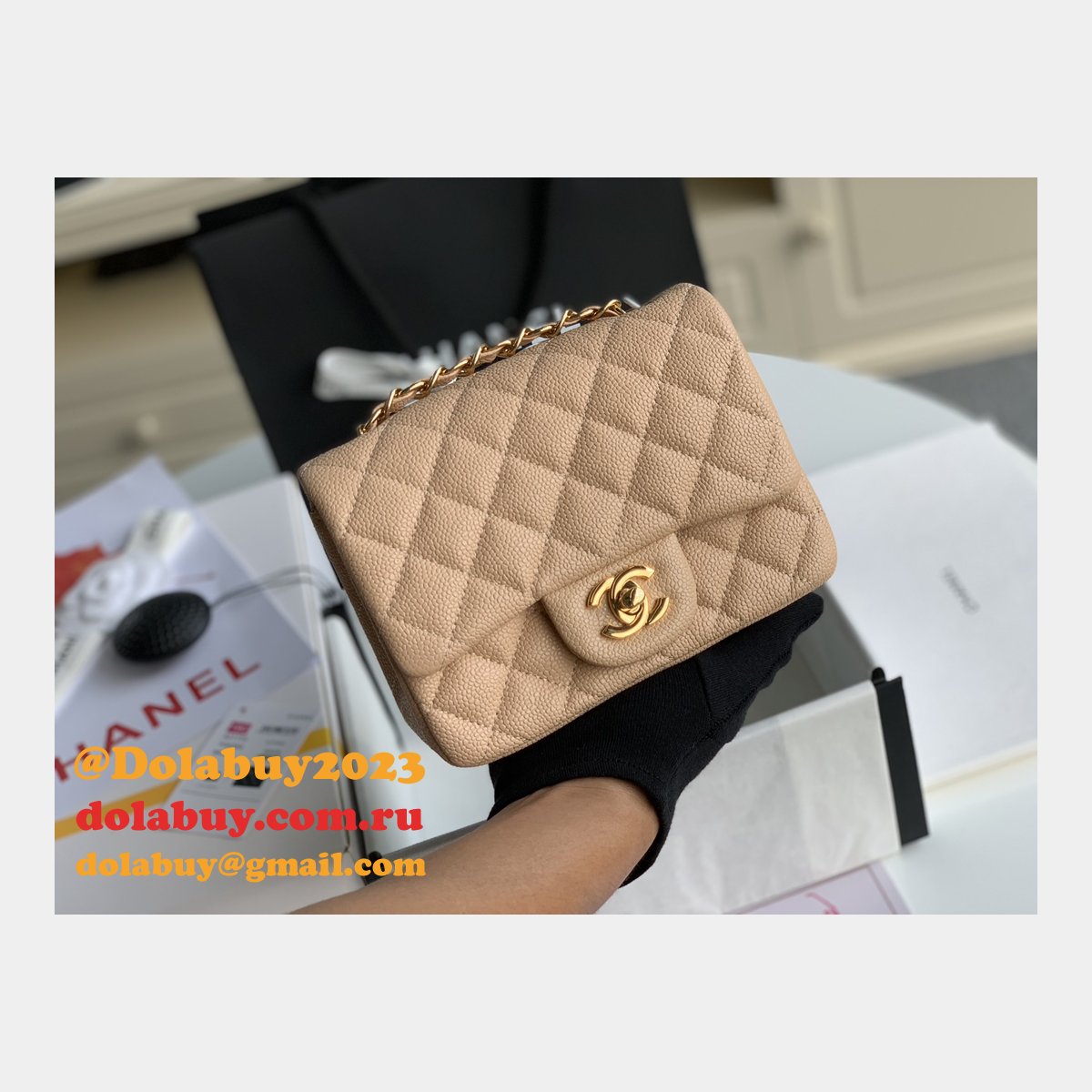 CC 7 Star CF 17CM Classic Flap Apricot UK Bag