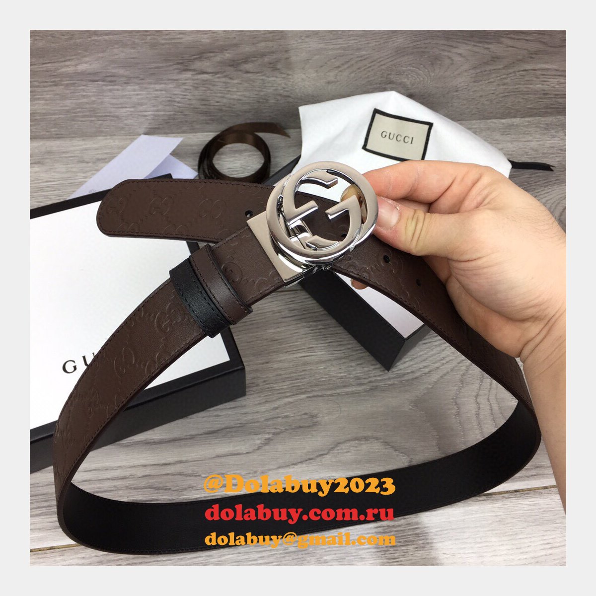 fake G*u*i 37mm double g leather replica belt