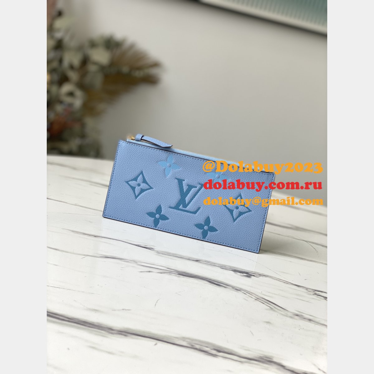 Louis Vuitton Félicie Pochette Monogram Empreinte M80498 Blue Bag