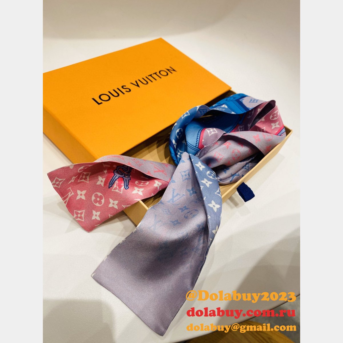 UK louis vuitton Double silk Ribbon Straps bow tie streamers