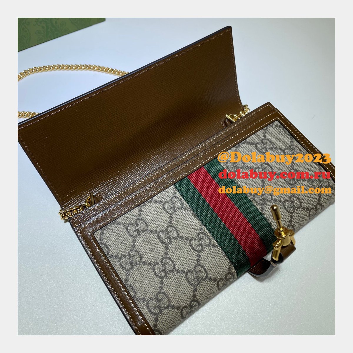 G*u*i replica brown jackie 1961 chain wallet 652681 bag