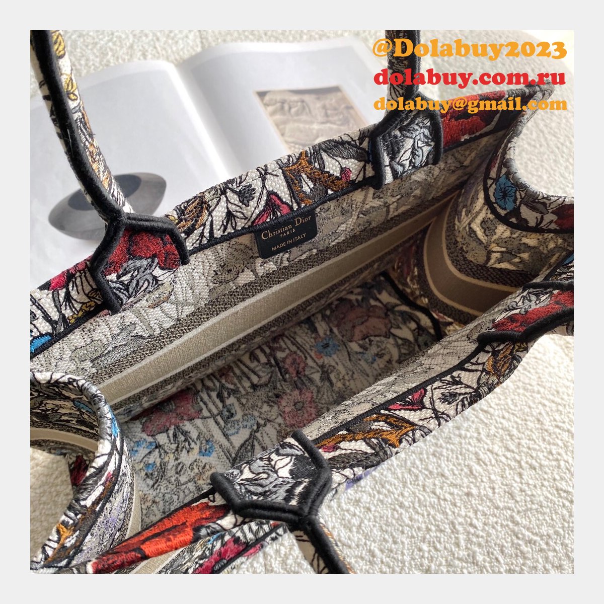 High Quality Dior Book Tote Rose Replica Dior Oblique Embroidery