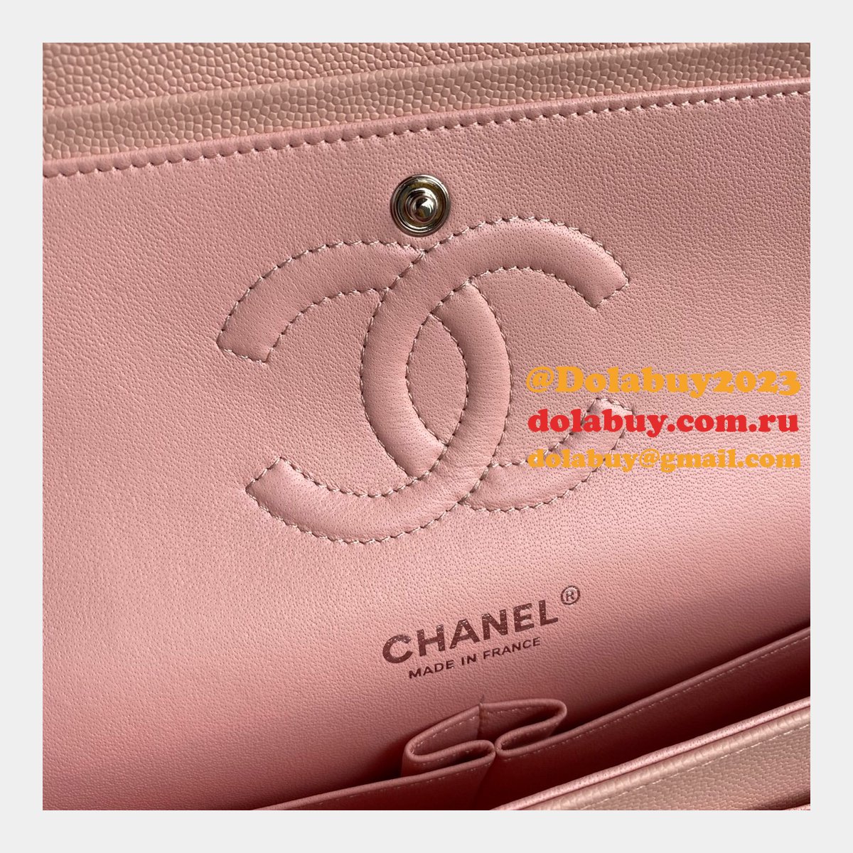 CC Best 25.5CM Classic Flap Bag Caviar Leather A01112 Pink