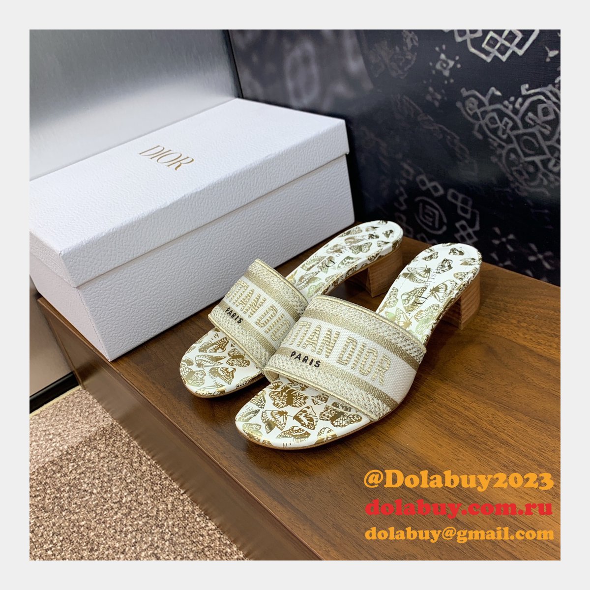High Quality Dior Dway Heeled Slides Replica Shoes