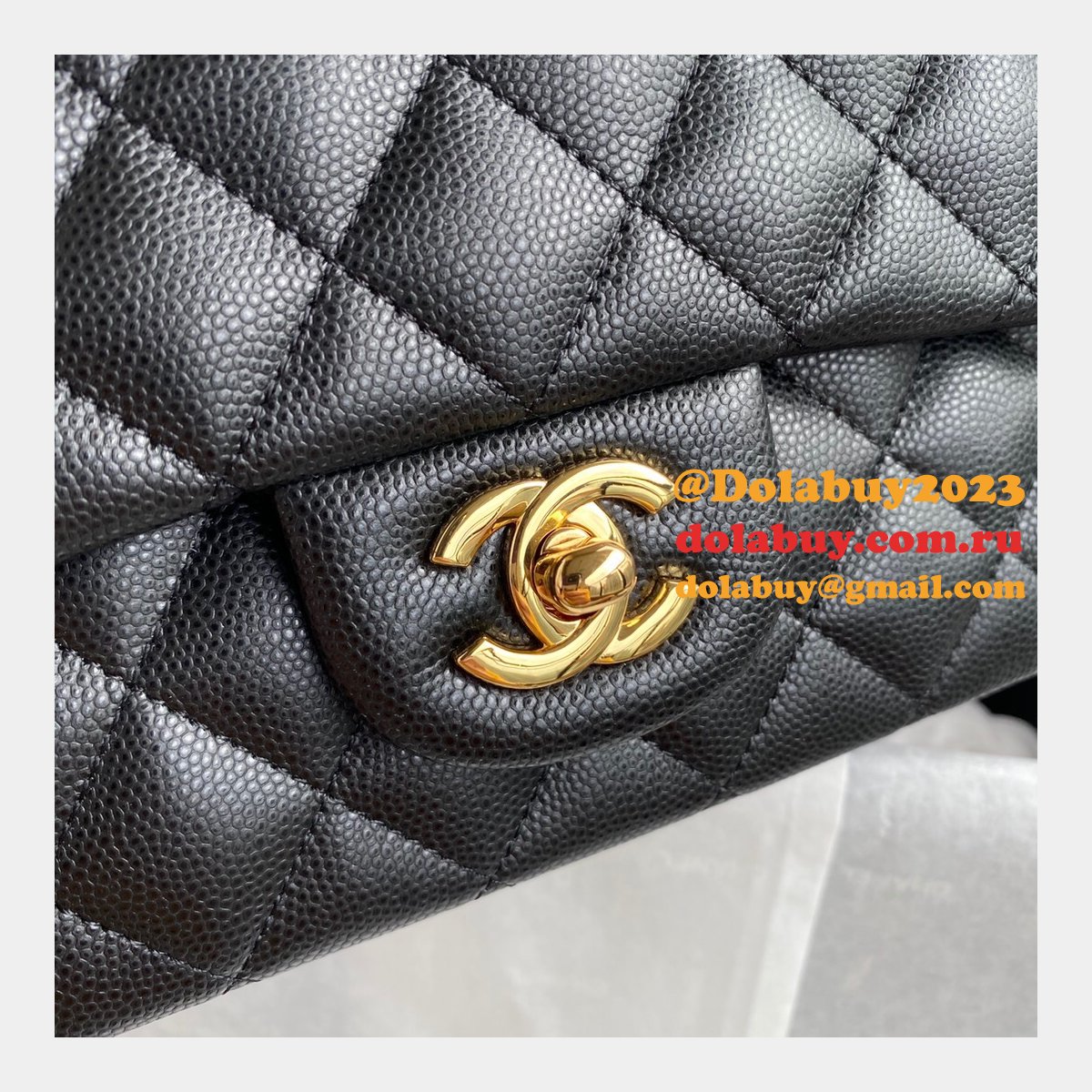 CC Replica 25.5CM Classic Flap Bag Caviar Leather Black A01112