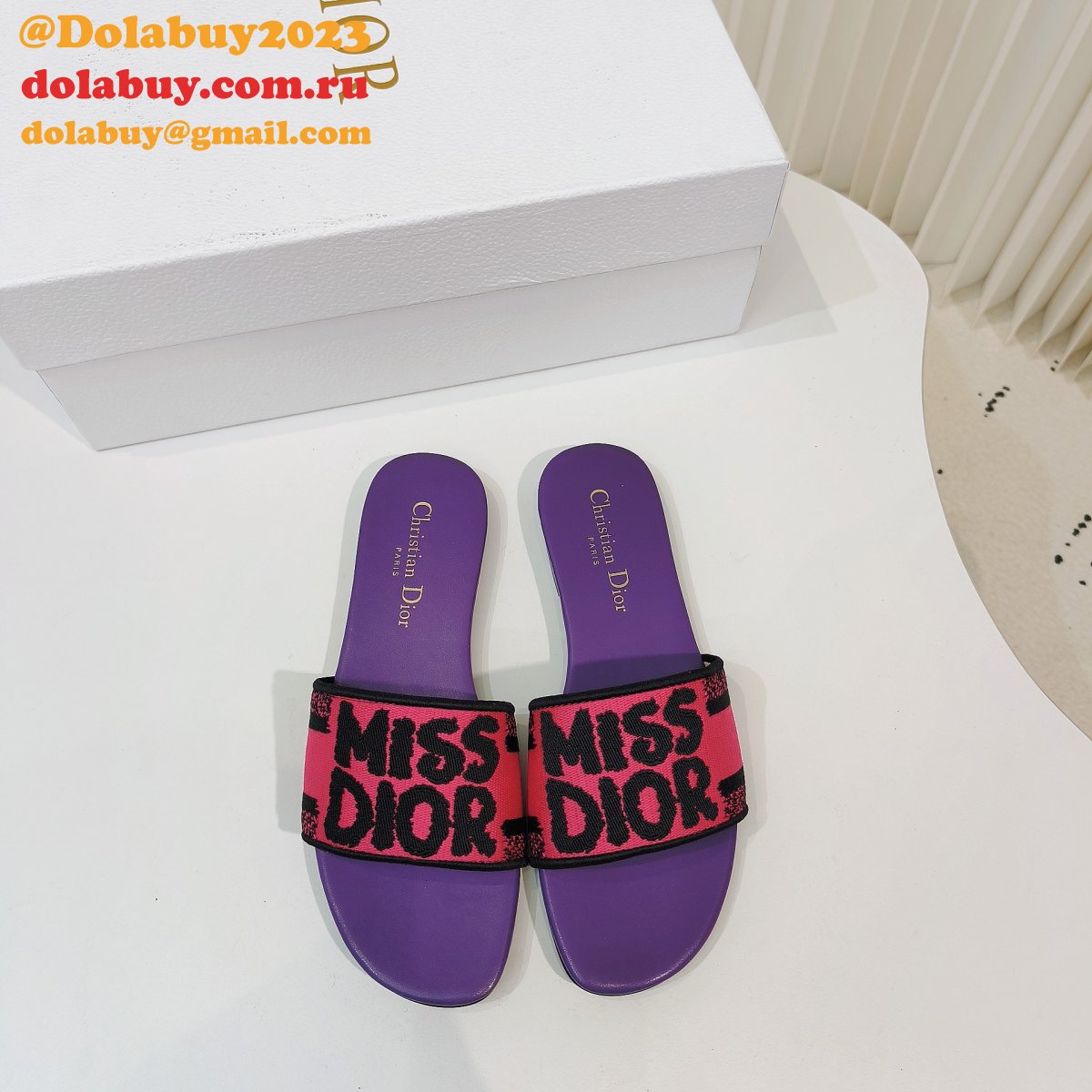 Top Quality MISS DIOR Flat Slipper DWAY SLIDE