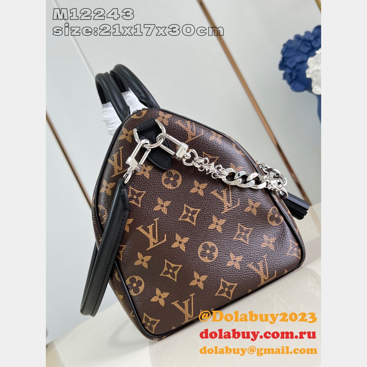 Louis Vuitton Luxury Copy M12243 Speedy Soft 30 Dark Monogram Bag
