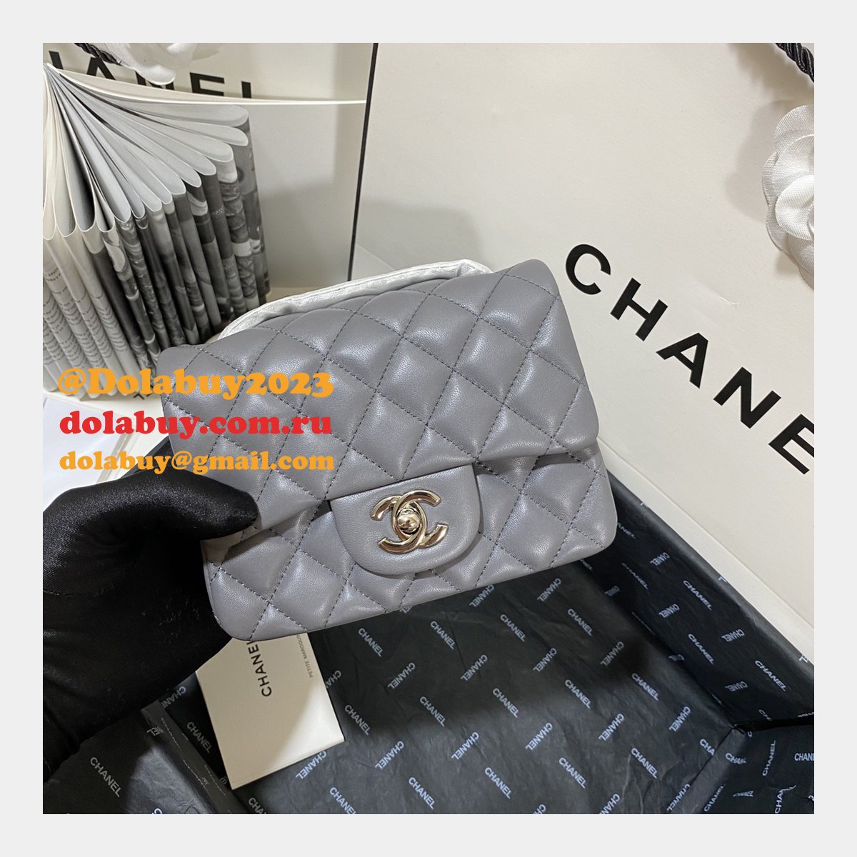Knockoff CC Lambskin Flap Bag 17cm AS1115