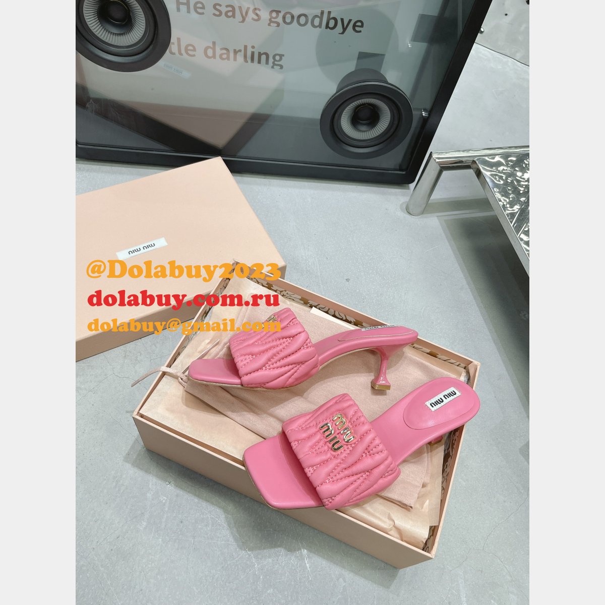 Perfect Luxury Replica Miu Miu high heel slippers Shoes