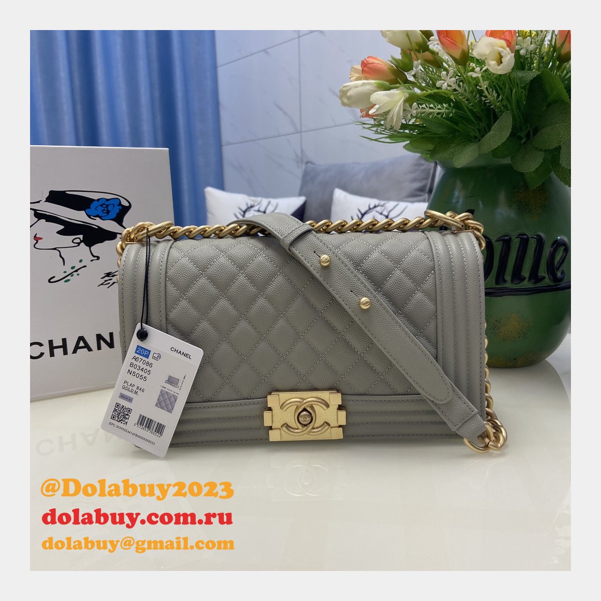 Replica CC Le Boy Flap Bag caviar leather 25CM