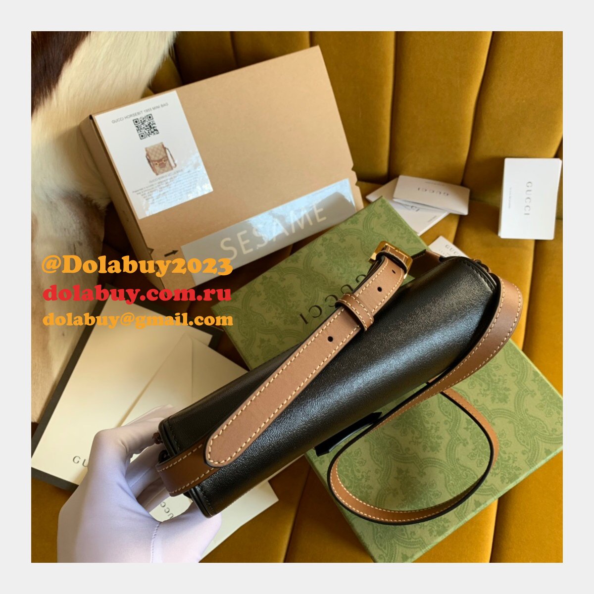 Best Gucci AAA+ Padlock Small Shoulder Bag 644524 Beige & Ebony GG