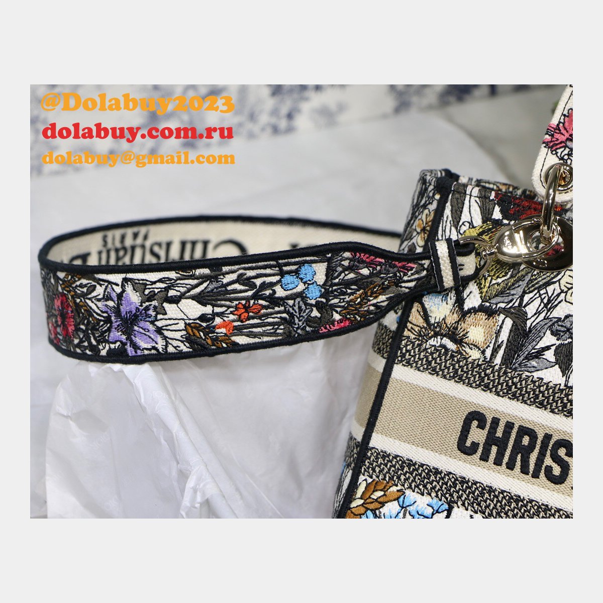 Lady D-Lite Bag Multicolor Lady Dior 24cm Replica Paisley Embroidery