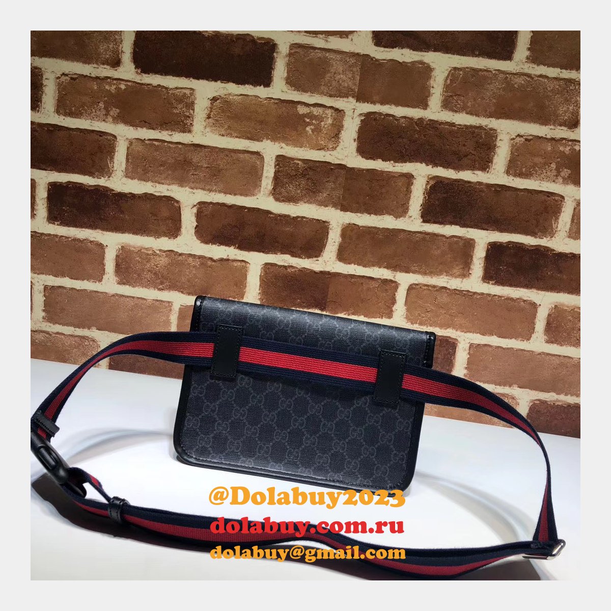 G*u*i top quality 598113 gg black belt bag