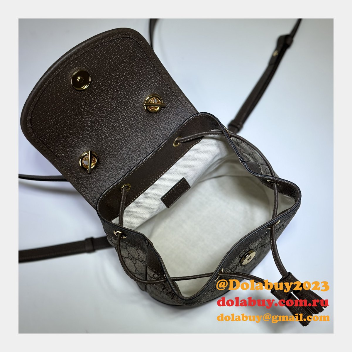 Ophidia Gucci Backpack Ebony Supreme #795221 Replica Handbag
