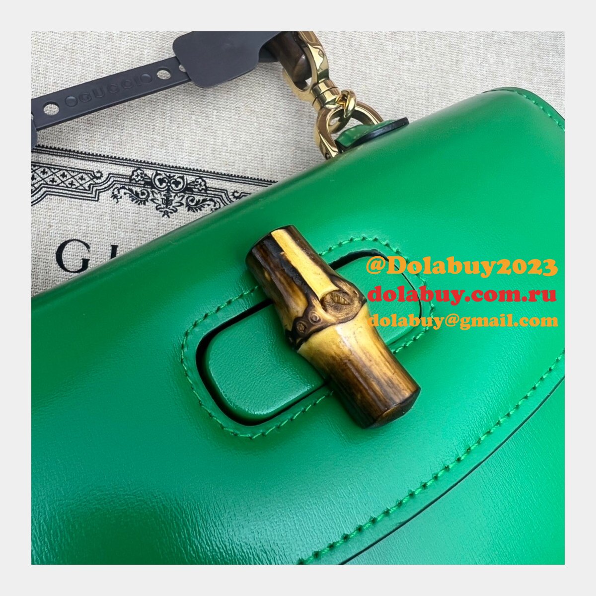Perfect Gucci Copy 675797 Small top handle pink/green bag with Bamboo