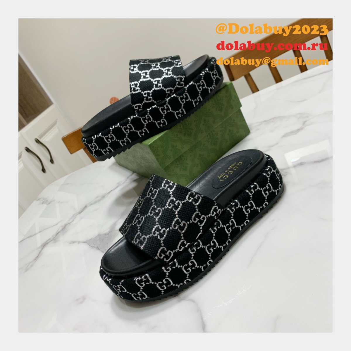 canvas slippers replica G*u*i best high quality shoes