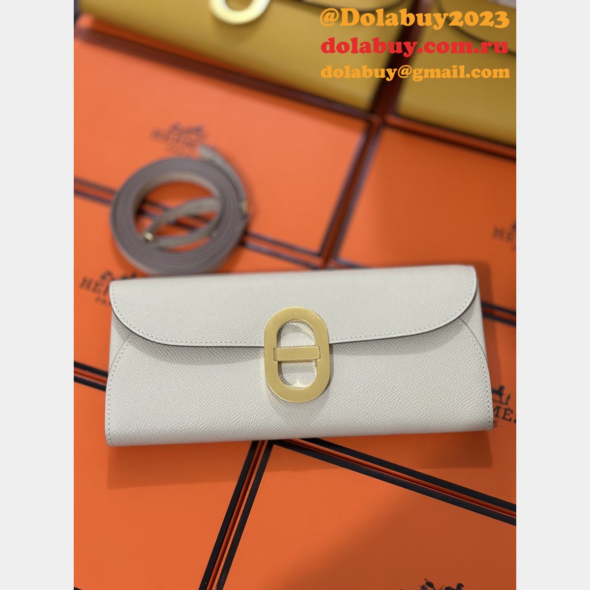 Luxury Hermes D Ancre to go clutch Epsom bag