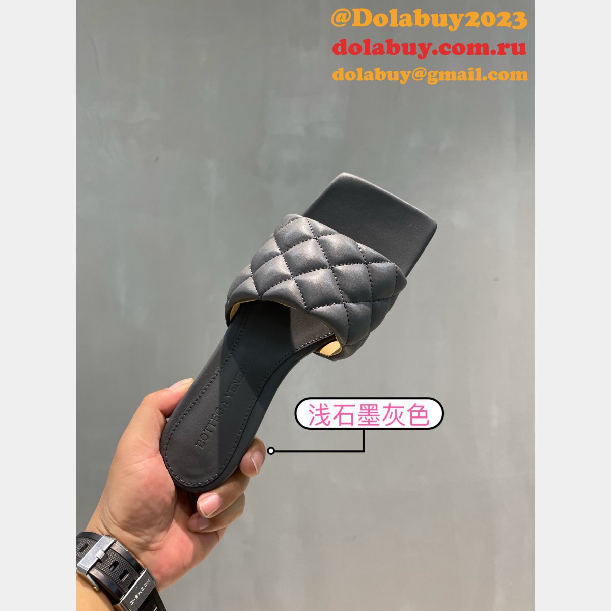 1:1 Quality Bottega Venet Fake Diamond Flat Slippers Shoes