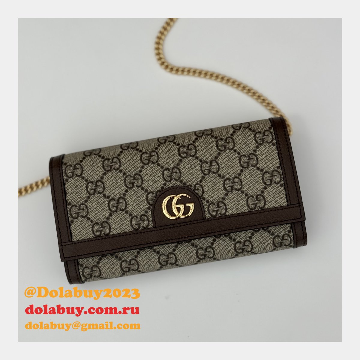 Gucci Ophidia Chain 1:1 Mirror Inspired 772309 Wallet GG Canvas Continental