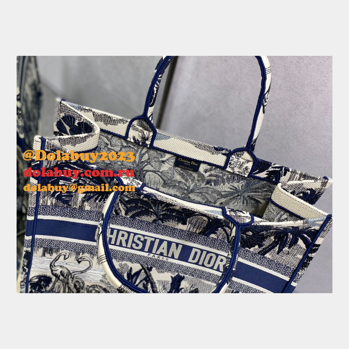 Dior CD Book Tote Top Quality Oblique Embroidery