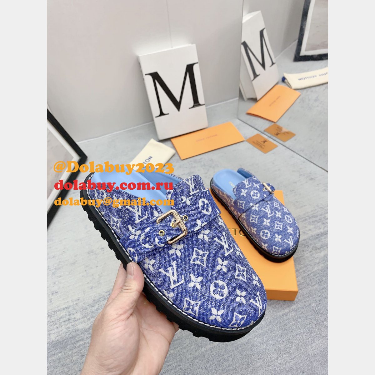 Outlet Replica Louis Vuitton Baotou Drag men Shoes Dolabuy