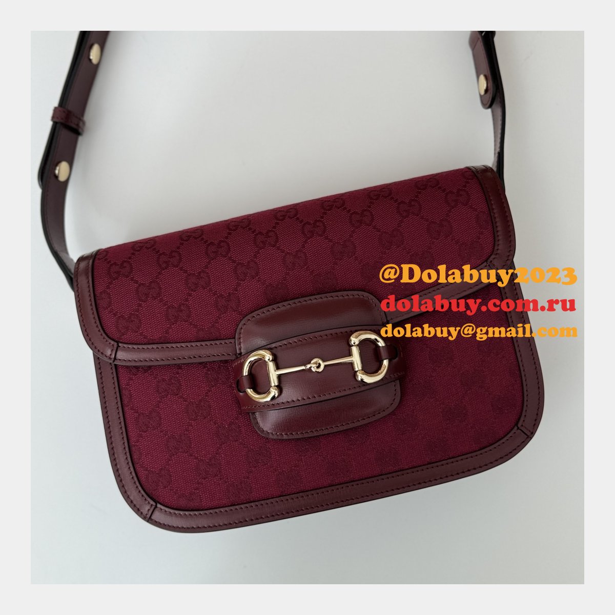 GG Supreme 602204 Red 602204 Replicas Gucci 1955 Horsebit Bags