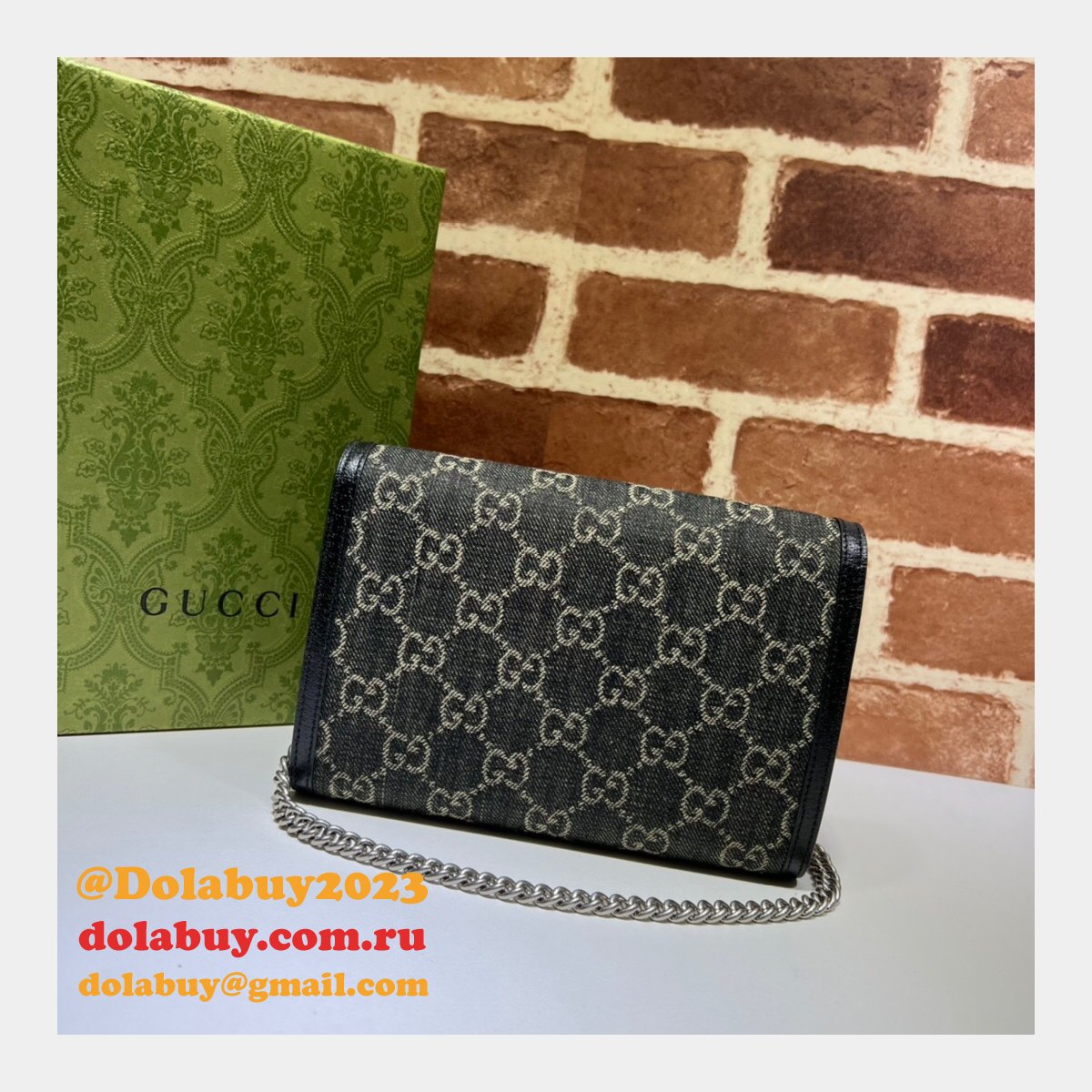 7 star G*u*i replica 401231 leather dionysus mini chain black bag