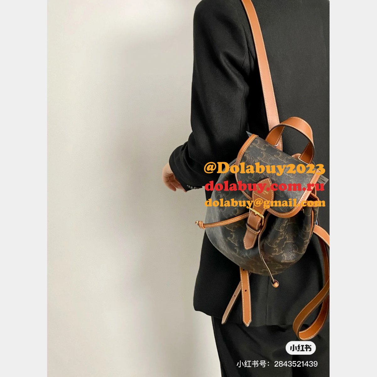Backpack Celine Replica 197662 Folco Triomphe Canvas Bag
