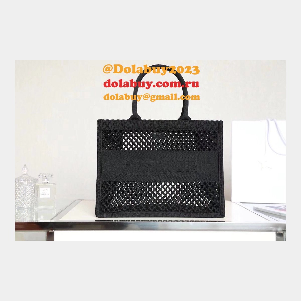 Buy Sell Designer Replica Dior CD Book Tote Pink/Black Bags