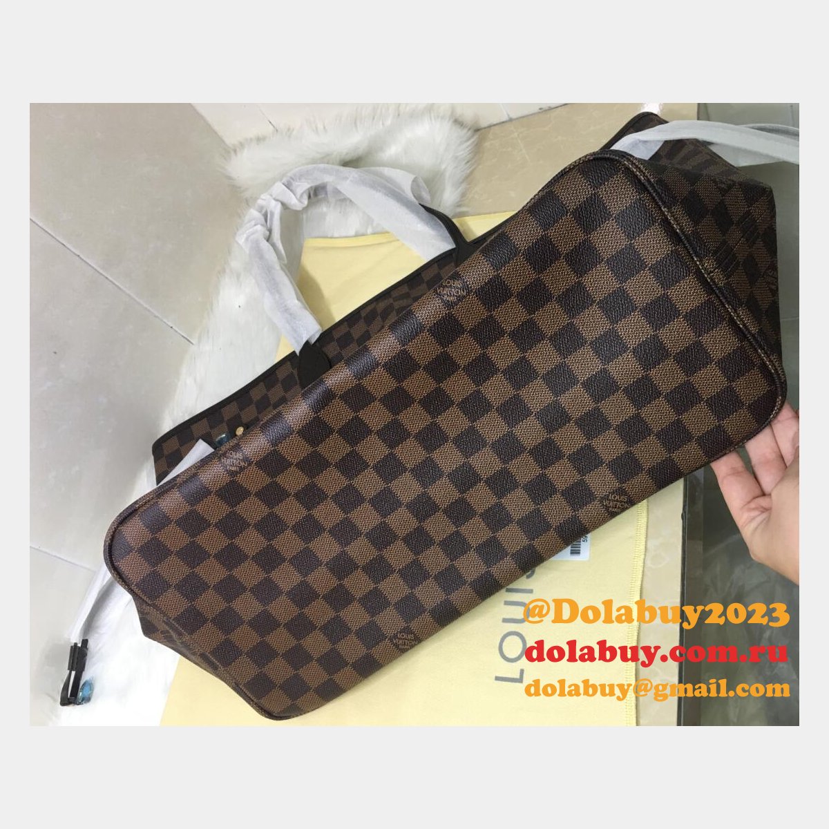AAA+ Louis Vuitton Wholesale Neverfull GM Damier Ebene N41357 Brown